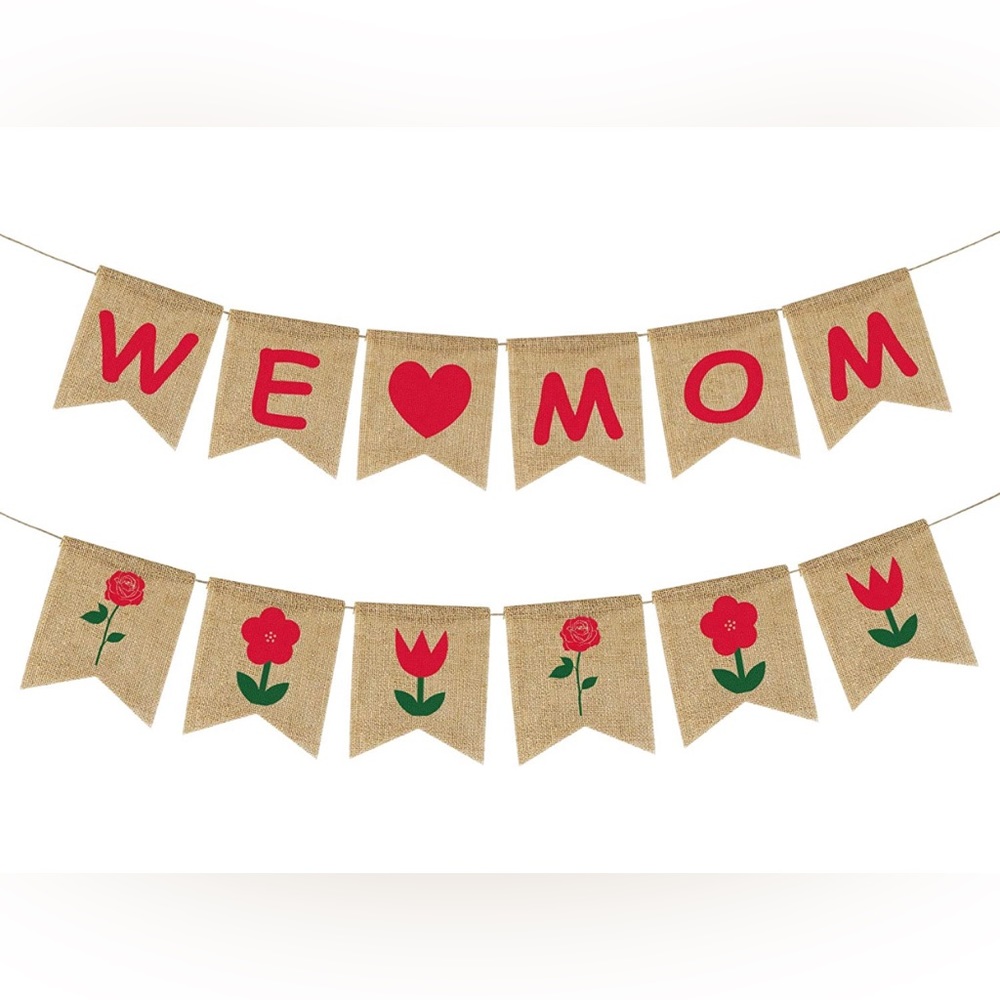 COPY - We Love Mom Burlap Banner Set. 
New